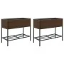 Jardineras con estante 2 uds ratán sintético marrón 90x40x75 cm by , Pots and planters - Ref: Foro24-3210508, Price: 140,02 €...