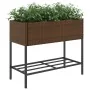 Jardineras con estante 2 uds ratán sintético marrón 90x40x75 cm by , Pots and planters - Ref: Foro24-3210508, Price: 140,02 €...
