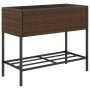 Jardineras con estante 2 uds ratán sintético marrón 90x40x75 cm by , Pots and planters - Ref: Foro24-3210508, Price: 140,02 €...