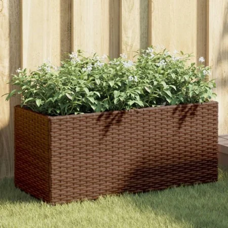 Jardineras con 2 maceteros 2 uds ratán PE marrón 72x30x32 cm by , Pots and planters - Ref: Foro24-3210529, Price: 85,73 €, Di...