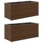 Jardineras con 2 maceteros 2 uds ratán PE marrón 72x30x32 cm by , Pots and planters - Ref: Foro24-3210529, Price: 85,73 €, Di...