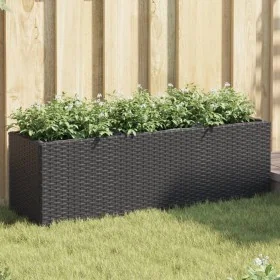 Jardineras con 3 maceteros 2 uds ratán PE negro 105x30x32 cm by , Pots and planters - Ref: Foro24-3210522, Price: 120,43 €, D...