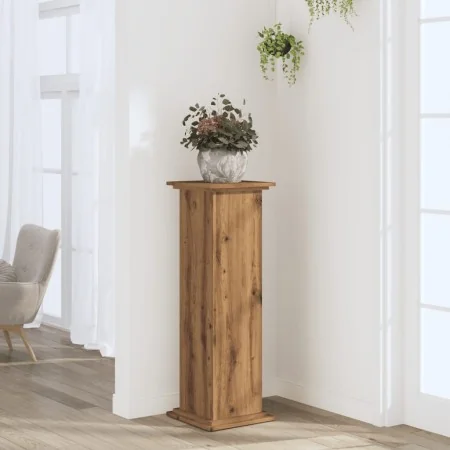 Soportes de planta madera ingeniería roble artisian 33x33x100cm de , Soportes para macetas - Ref: Foro24-852986, Precio: 57,8...