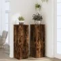 Soportes para plantas 2 uds madera roble ahumado 33x33x100 cm de , Soportes para macetas - Ref: Foro24-3307886, Precio: 107,1...