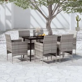 Juego de comedor de jardín 7 piezas con cojines gris y negro von , Gartensets - Ref: Foro24-3099314, Preis: 504,87 €, Rabatt: %