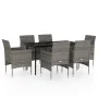 Juego de comedor de jardín 7 piezas con cojines gris y negro by , Garden sets - Ref: Foro24-3099314, Price: 504,87 €, Discoun...