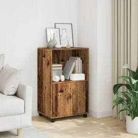 Armario con ruedas madera de ingeniería envejecida 55x40x91 cm by , Sideboards - Ref: Foro24-853189, Price: 72,01 €, Discount: %