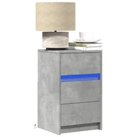 Mesita de noche con luces LED madera ingeniería gris hormigón by , Nightstands - Ref: Foro24-852015, Price: 79,05 €, Discount: %