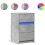 Mesita de noche con luces LED madera ingeniería gris hormigón de , Mesitas de noche - Ref: Foro24-852015, Precio: 79,01 €, De...
