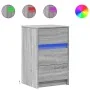 Mesita de noche con luces LED madera de ingeniería gris Sonoma by , Nightstands - Ref: Foro24-852017, Price: 63,53 €, Discoun...
