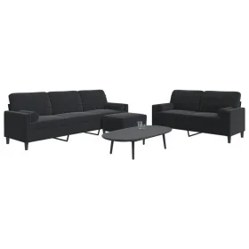 Juego de sofás con cojines 3 piezas terciopelo negro by , Sofas - Ref: Foro24-3278506, Price: 577,06 €, Discount: %