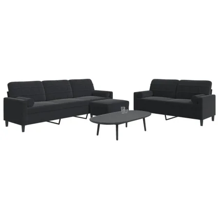 Juego de sofás con cojines 3 piezas terciopelo negro by , Sofas - Ref: Foro24-3278506, Price: 577,29 €, Discount: %