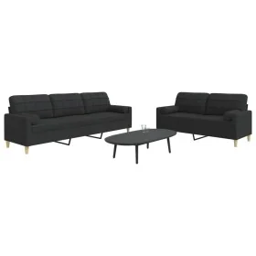 Juego de sofás con cojines 2 piezas tela negro by , Sofas - Ref: Foro24-3278339, Price: 544,74 €, Discount: %
