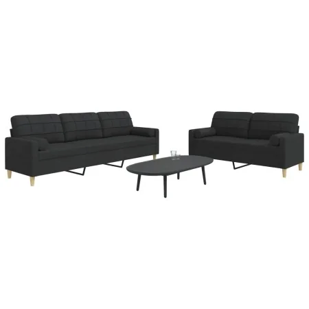 Juego de sofás con cojines 2 piezas tela negro von , Sofas - Ref: Foro24-3278339, Preis: 544,74 €, Rabatt: %