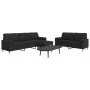 Juego de sofá 3 piezas con reposapiés y cojines tela negro by , Sofas - Ref: Foro24-3278347, Price: 602,35 €, Discount: %