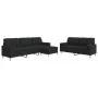 Juego de sofá 3 piezas con reposapiés y cojines tela negro by , Sofas - Ref: Foro24-3278347, Price: 602,35 €, Discount: %