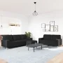 Juego de sofá 3 piezas con reposapiés y cojines tela negro by , Sofas - Ref: Foro24-3278347, Price: 602,35 €, Discount: %