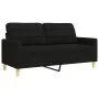 Juego de sofá 3 piezas con reposapiés y cojines tela negro by , Sofas - Ref: Foro24-3278347, Price: 602,35 €, Discount: %