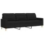 Juego de sofá 3 piezas con reposapiés y cojines tela negro by , Sofas - Ref: Foro24-3278347, Price: 602,35 €, Discount: %