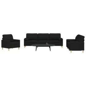 Juego de sofás con cojines 3 piezas tela negro by , Sofas - Ref: Foro24-3278307, Price: 692,56 €, Discount: %