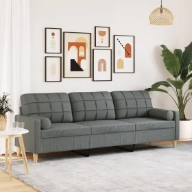 Sofá de 3 plazas con cojines tela gris oscuro 210 cm by , Sofas - Ref: Foro24-3278202, Price: 309,09 €, Discount: %
