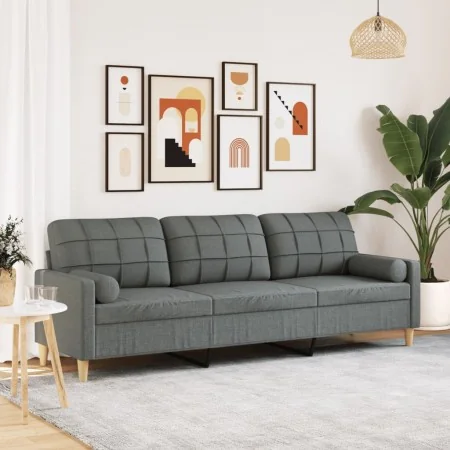 Sofá de 3 plazas con cojines tela gris oscuro 210 cm by , Sofas - Ref: Foro24-3278202, Price: 309,09 €, Discount: %