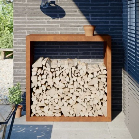 Leñero 100x40x100 cm Acero oxidado by , Firewood bags and holders - Ref: Foro24-850974, Price: 116,28 €, Discount: %