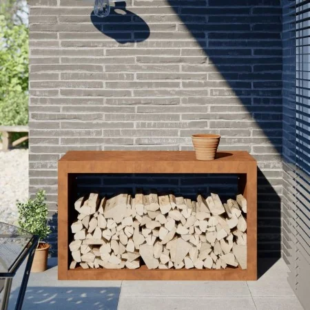 Leñero 100x40x60 cm Acero oxidado by , Firewood bags and holders - Ref: Foro24-850988, Price: 95,74 €, Discount: %