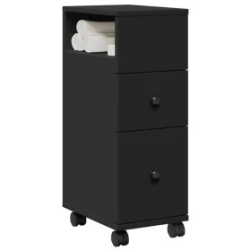 Armario de baño estrecho con ruedas madera de ingeniería negro von , Schließfächer und Lagerschränke - Ref: Foro24-855233, Pr...