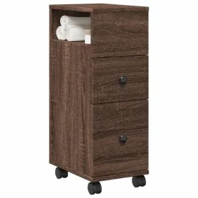 Armario de baño estrecho con ruedas madera marrón roble by , Lockers and storage cabinets - Ref: Foro24-855238, Price: 63,62 ...