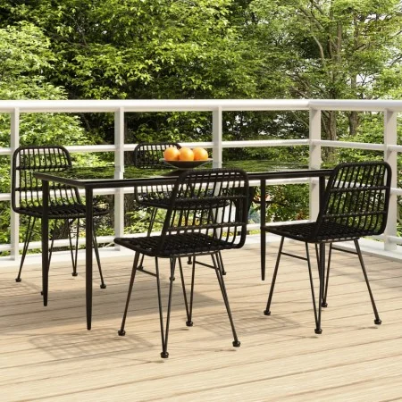 Juego de comedor de jardín 5 piezas ratán sintético negro de , Conjuntos de jardín - Ref: Foro24-3157883, Precio: 415,91 €, D...