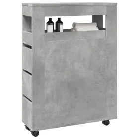 Armario de baño estrecho con ruedas madera gris hormigón von , Schließfächer und Lagerschränke - Ref: Foro24-855271, Preis: 1...