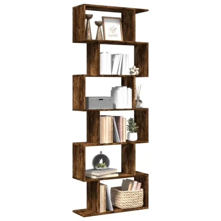 Librería divisora 6 niveles madera roble ahumado 70x24x193 cm by , Bookcases and shelves - Ref: Foro24-858088, Price: 79,03 €...