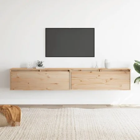 Armario de pared 2 uds madera maciza de pino 100x30x35cm by , Shelves and shelves - Ref: Foro24-813466, Price: 142,79 €, Disc...