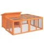 Conejera de madera maciza de pino marrón 144x123x67,5 cm by , Cages and habitats for small animals - Ref: Foro24-172280, Pric...