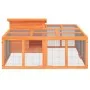 Conejera de madera maciza de pino marrón 144x123x67,5 cm by , Cages and habitats for small animals - Ref: Foro24-172280, Pric...