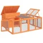 Conejera de madera maciza de pino marrón 144x123x67,5 cm by , Cages and habitats for small animals - Ref: Foro24-172280, Pric...