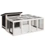 Conejera de madera maciza de pino gris 144x123x67,5 cm by , Cages and habitats for small animals - Ref: Foro24-172282, Price:...