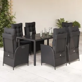 Set de comedor de jardín 7 pzas y cojines ratán sintético negro by , Garden sets - Ref: Foro24-3213072, Price: 953,93 €, Disc...