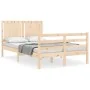 Bed frame with solid wood headboard 120x200 cm by vidaXL, Beds and slatted bases - Ref: Foro24-3194761, Price: 118,94 €, Disc...