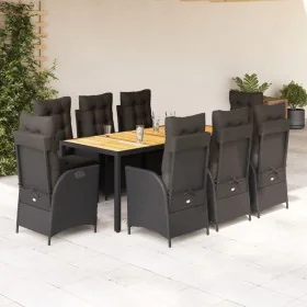 Set de comedor de jardín 9 pzas y cojines ratán sintético negro by , Garden sets - Ref: Foro24-3213102, Price: 1,00 €, Discou...