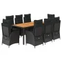 Set de comedor de jardín 9 pzas y cojines ratán sintético negro de , Conjuntos de jardín - Ref: Foro24-3213102, Precio: 1,00 ...