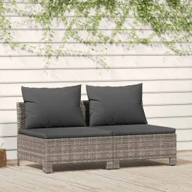 Sofá de jardín de 2 plazas con cojines ratán sintético gris by , Garden sets - Ref: Foro24-362691, Price: 167,11 €, Discount: %