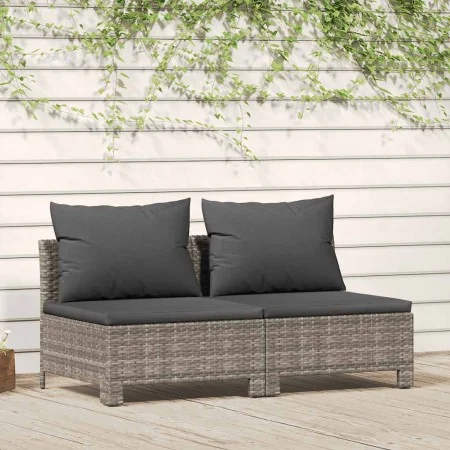 Sofá de jardín de 2 plazas con cojines ratán sintético gris by , Garden sets - Ref: Foro24-362691, Price: 167,11 €, Discount: %