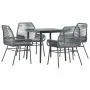 Juego comedor jardín 5 pzas cojines ratán sintético vidrio gris von , Gartensets - Ref: Foro24-3334479, Preis: 327,58 €, Raba...