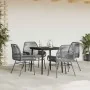 Juego comedor jardín 5 pzas cojines ratán sintético vidrio gris von , Gartensets - Ref: Foro24-3334479, Preis: 327,58 €, Raba...