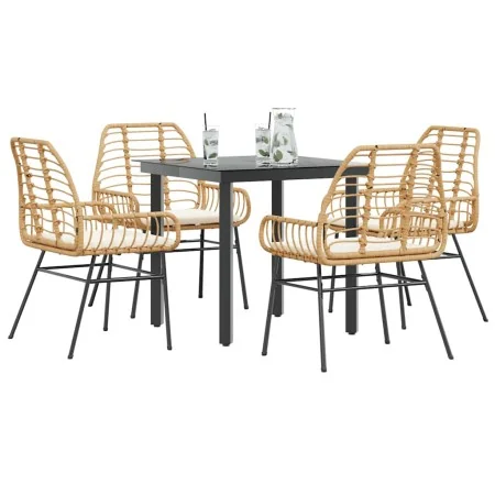 Juego de comedor jardín 5 piezas cojines ratán sintético marrón de , Conjuntos de jardín - Ref: Foro24-3334556, Precio: 326,7...