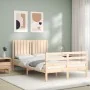 Bed frame with solid wood headboard 120x200 cm by vidaXL, Beds and slatted bases - Ref: Foro24-3194761, Price: 118,94 €, Disc...