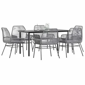 Juego comedor jardín 7 pzas cojines ratán sintético vidrio gris by , Garden sets - Ref: Foro24-3334580, Price: 543,31 €, Disc...