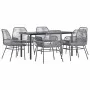 Juego comedor jardín 7 pzas cojines ratán sintético vidrio gris by , Garden sets - Ref: Foro24-3334580, Price: 543,31 €, Disc...